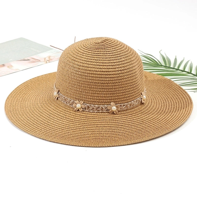 6 Pieces Women's Bohemian Solid Color Big Eaves Sun Hat