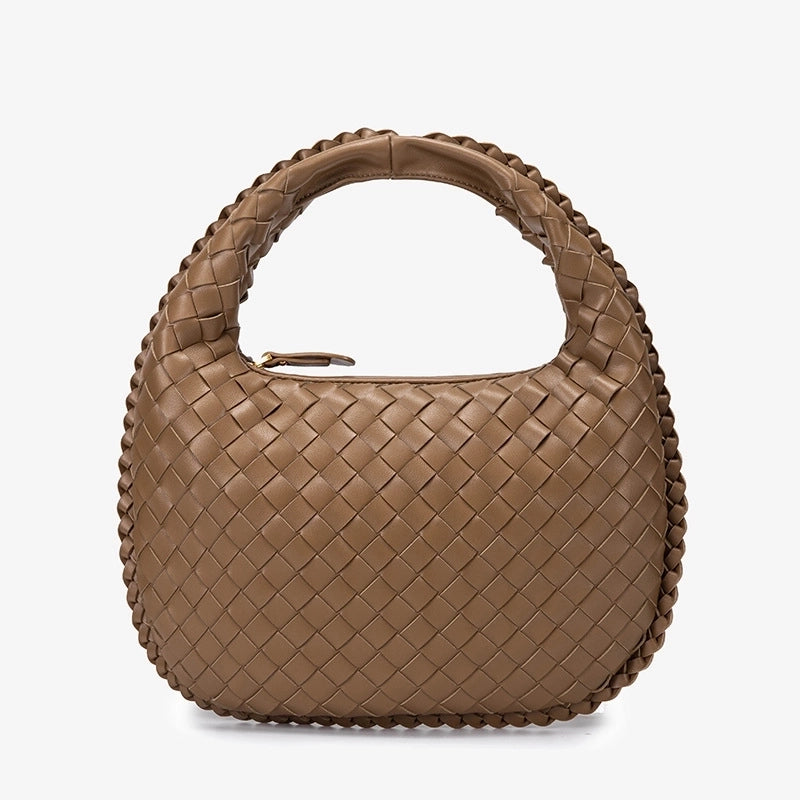 Women's All Seasons Pu Leather Solid Color Basic Oval Zipper Handbag
