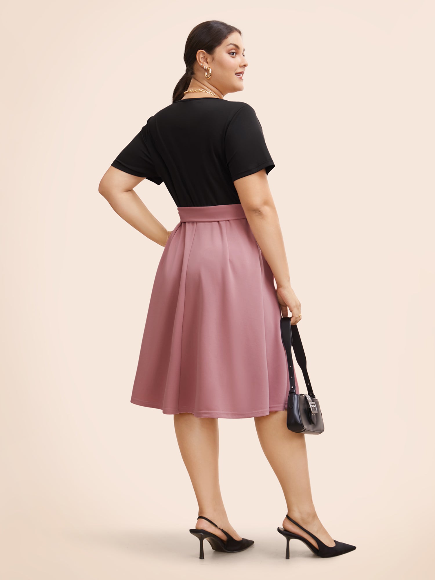 Supersoft Essentials Two Tone Pocket Patchwork Belted Dress