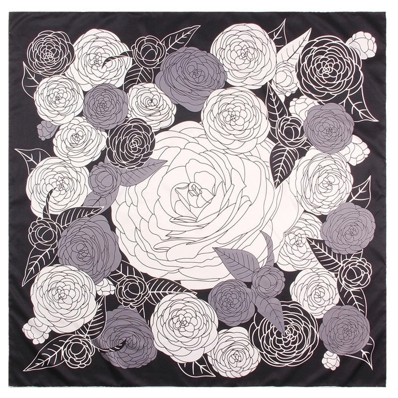 New Hand-curled Silk Scarf Twill Square Scarf Plain Hand-painted Rose Silk Scarf Shawl Headscarf