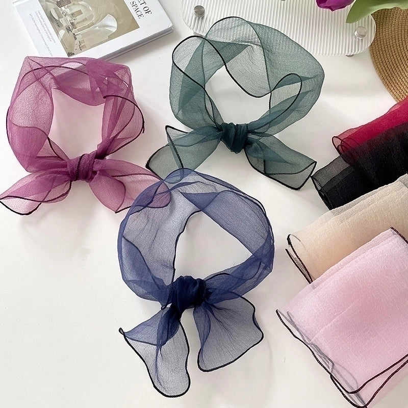Women's Cute Sweet Solid Color Organza Silk Scarf