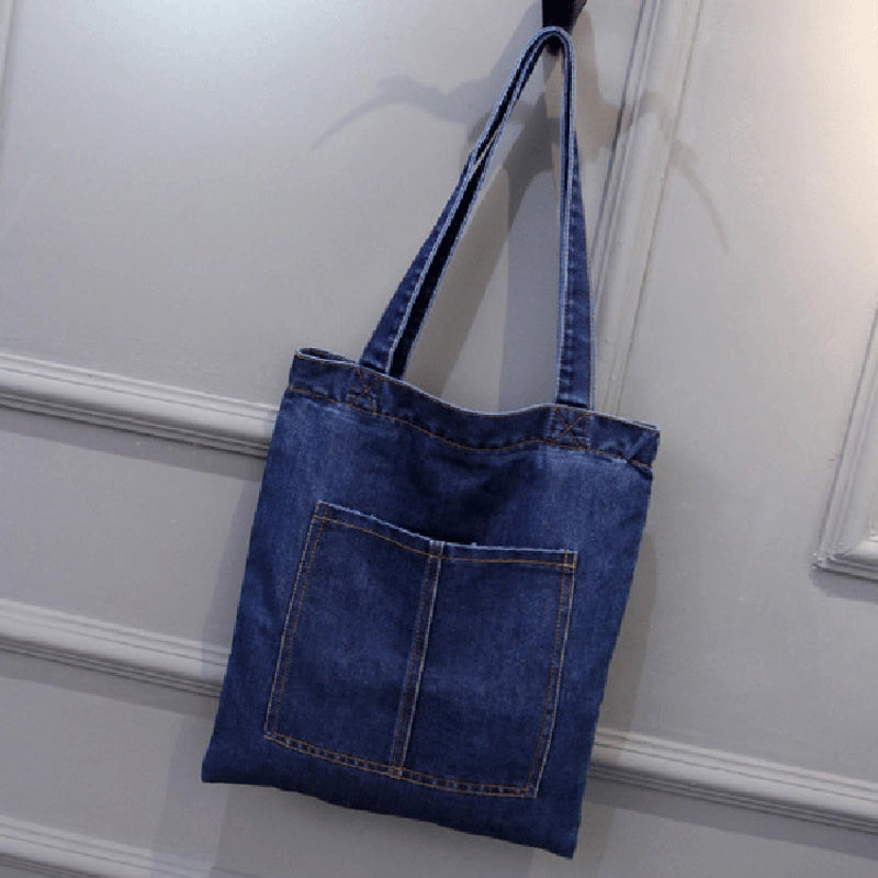 New Large Capacity Shoulder Bag Women's Casual Street Canvas Denim Shoulder Bag Shopping Bag Handbag