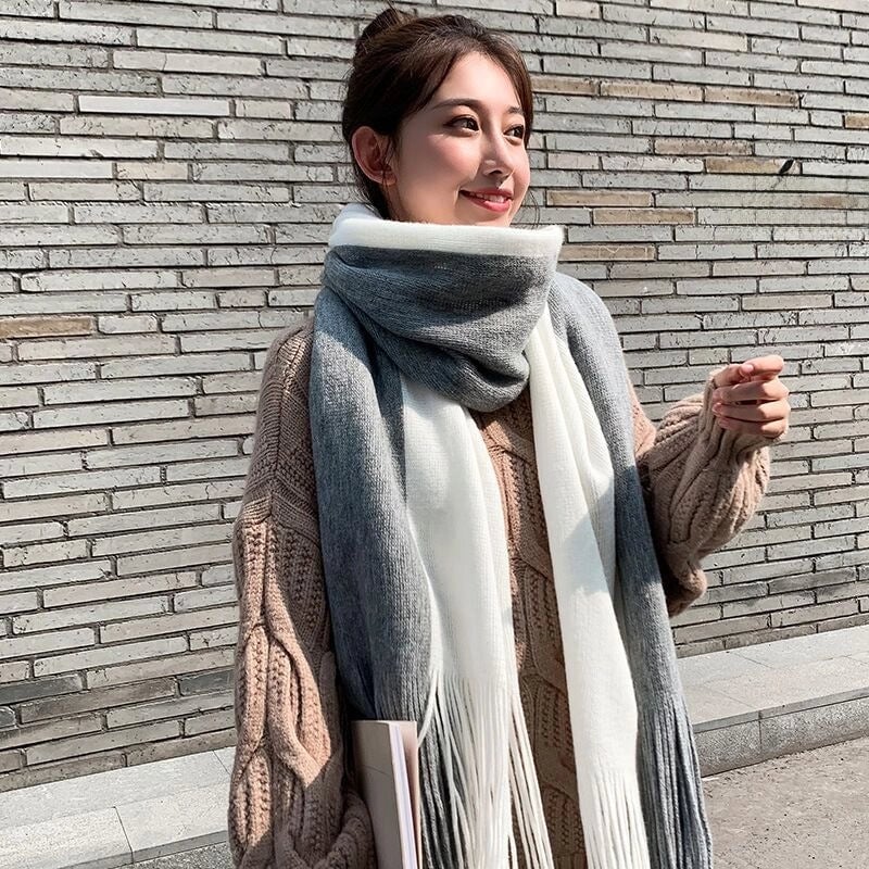 Scarf Women's Winter Versatile Cute Student Thickened Wool Warm Internet Celebrity Scarf Men