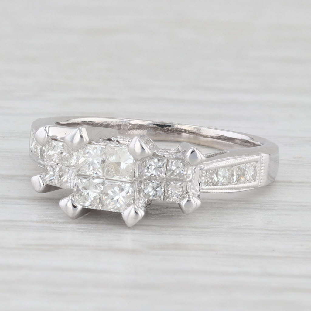 1.06ctw Princess Diamond Engagement Ring 14k White Gold Size 6 3-Stone