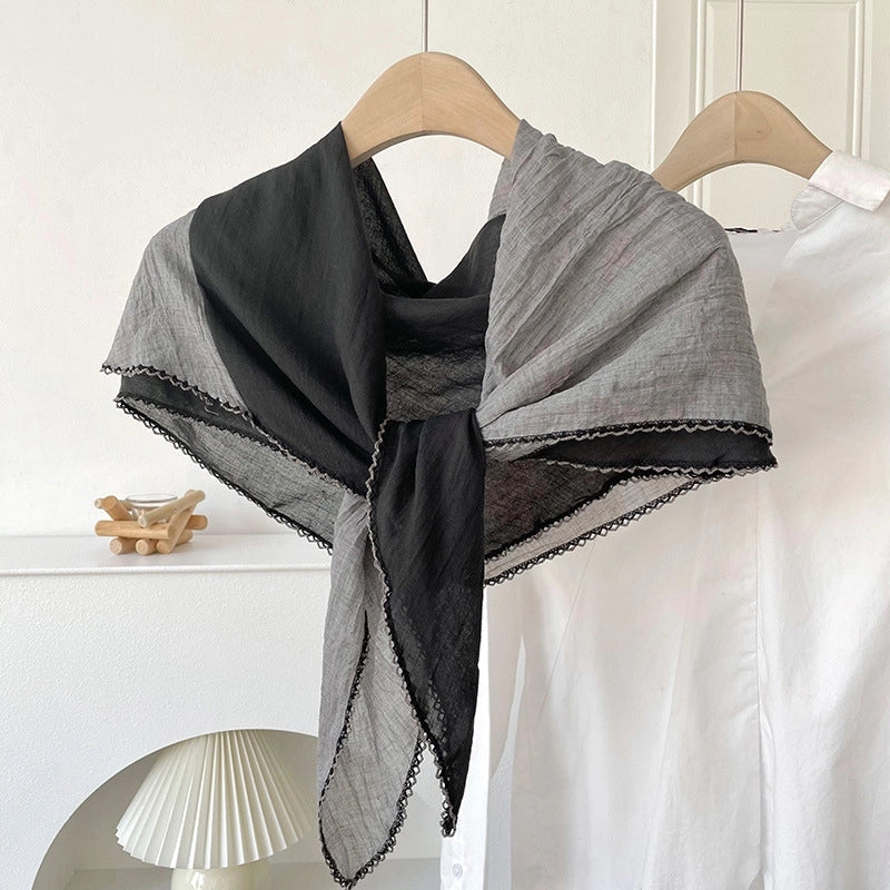 Women's Minimalist Color Block Cotton And Linen Scarf