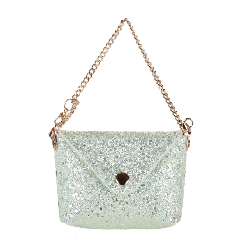 Women's Pu Leather Glittery Elegant Streetwear Square Flip Cover Shoulder Bag
