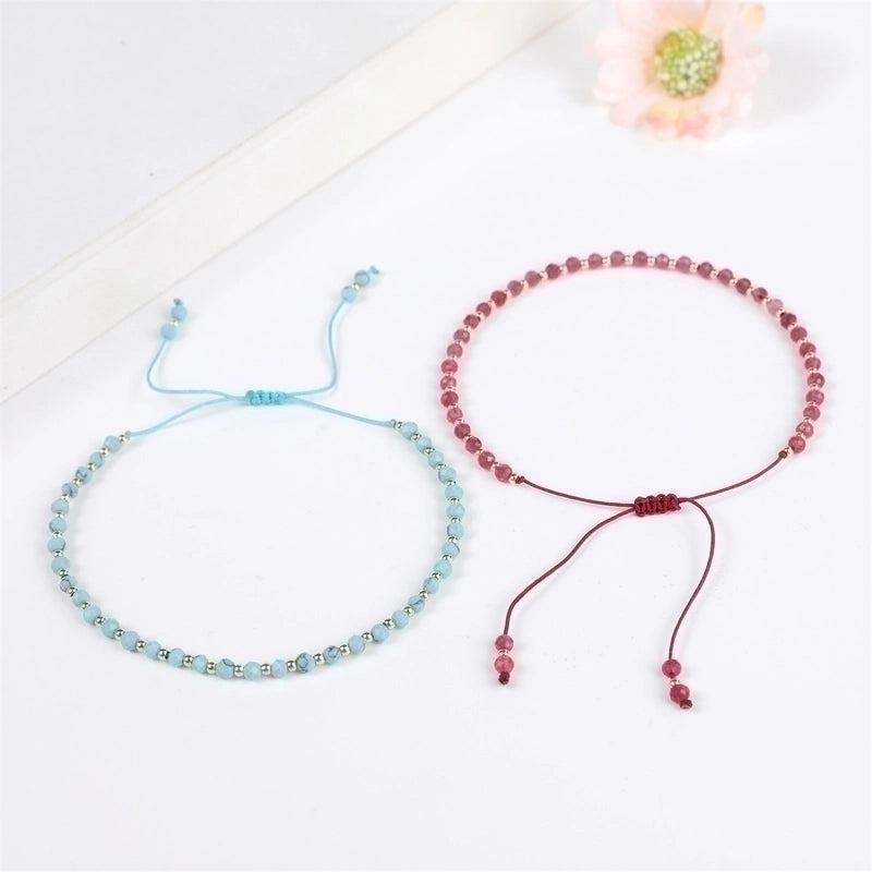 Minimalist Round Natural Stone Knitting Drawstring Bracelets