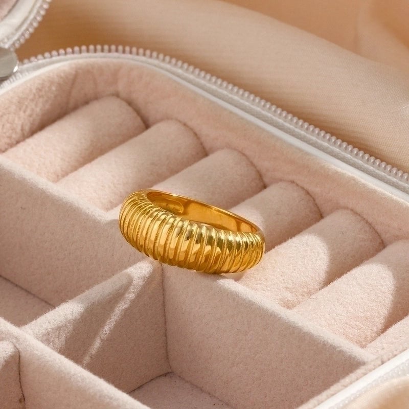 Minimalist Geometric 304 Stainless Steel 18K Gold Plated Rings