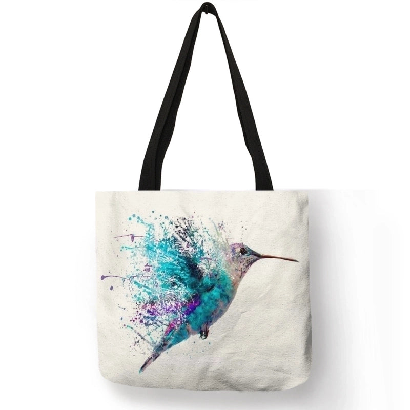 3 Pieces Women's Medium Polyester Bird Basic Square Open Shopping Bags