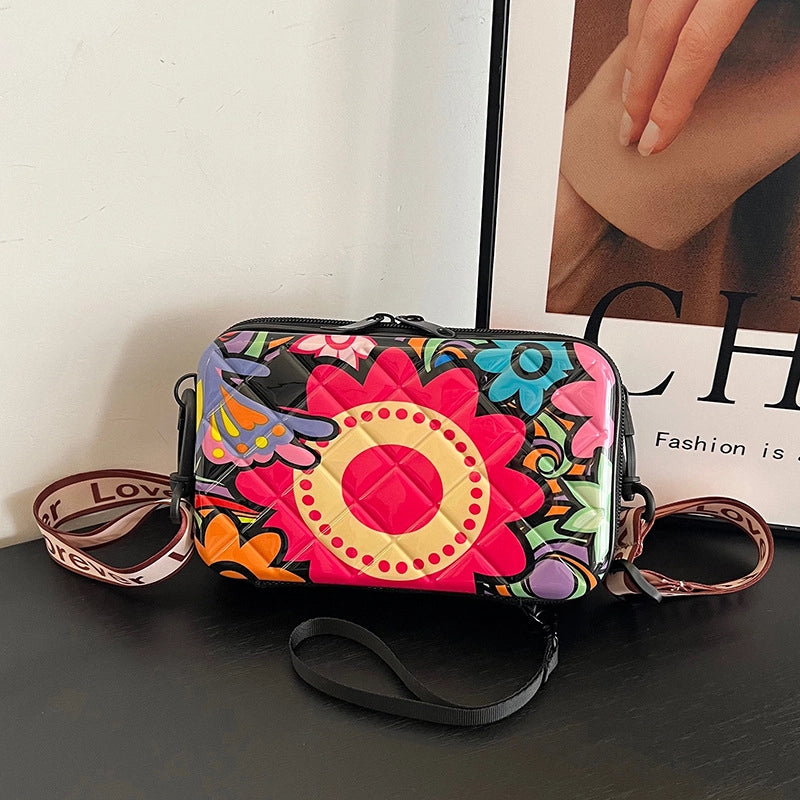 Women's Medium PVC Letter Polka Dots Butterfly Streetwear Square Zipper Square Bag