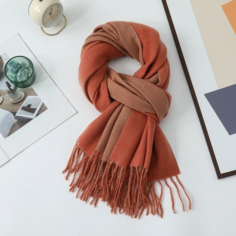 Cashmere Scarf Women's Winter Hot Imitation Cashmere Scarf Men's Shawl  Thickened Double-sided Wool Scarf