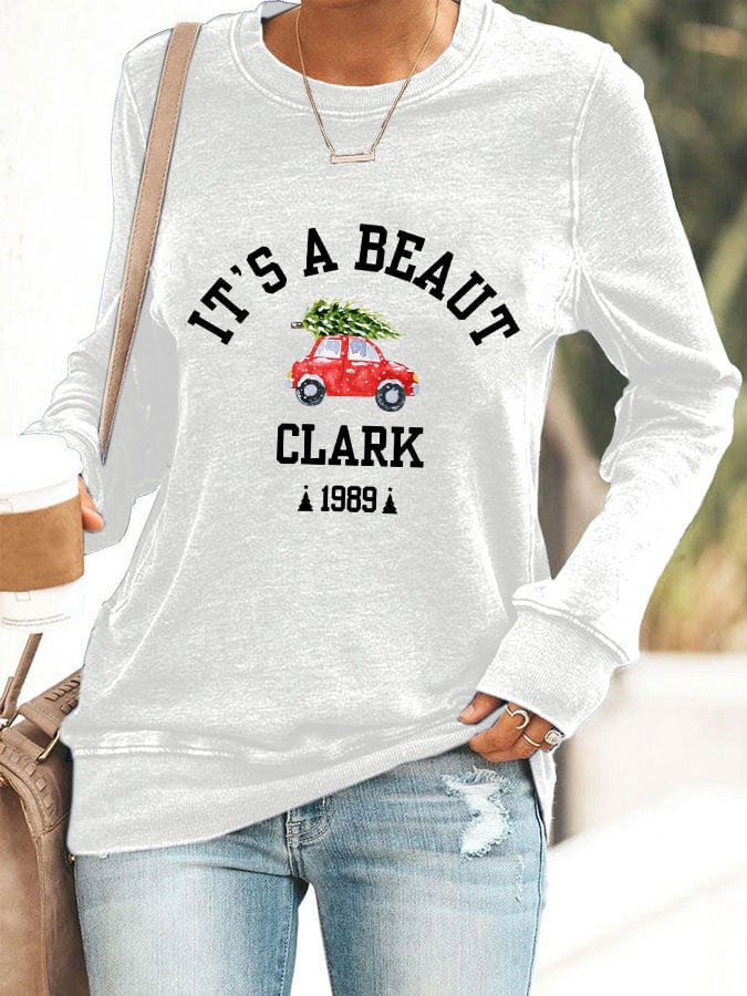 Women's Christmas It's A Beaut Clark Print Casual Sweatshirt