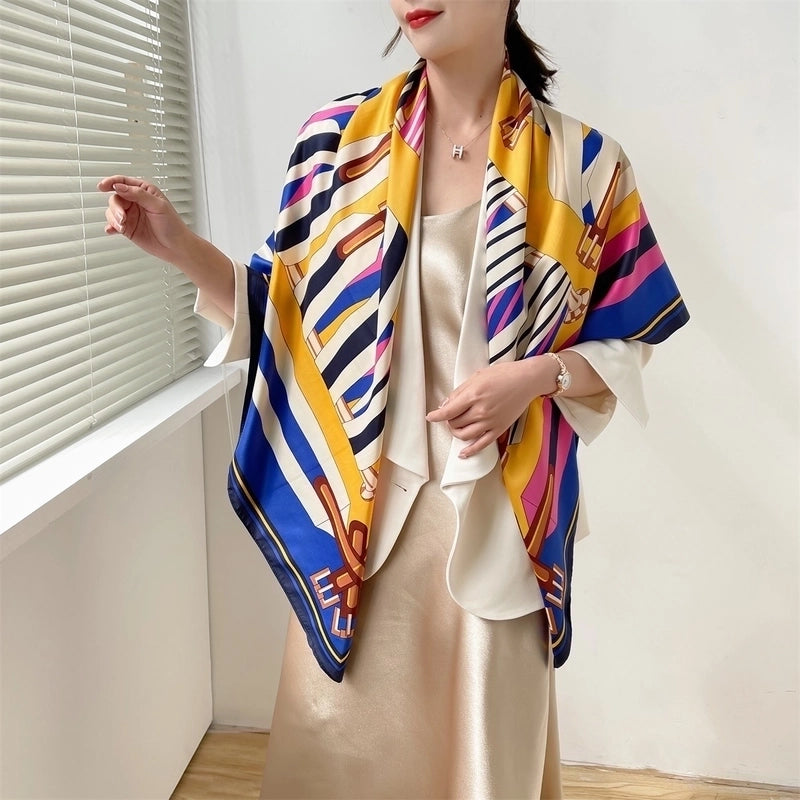 Women's Elegant Minimalist Plant Polyester Silk Scarf