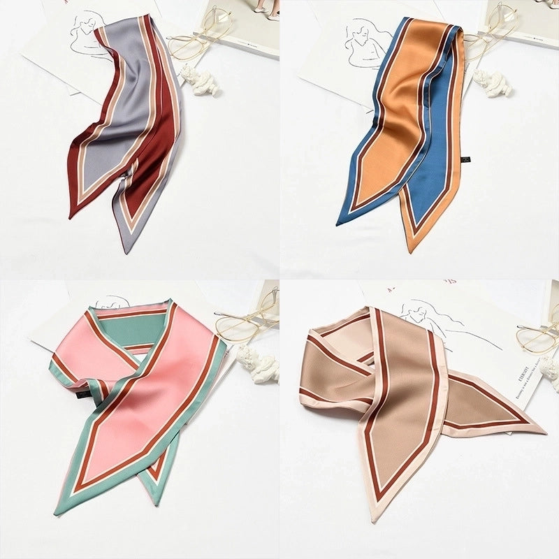 Women's Elegant Geometric Satin Silk Scarf