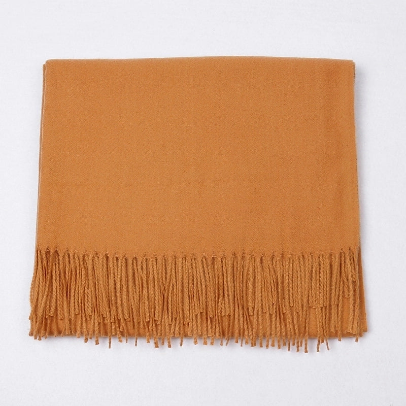 Cashmere Solid Color Scarf Women's Autumn And Winter 220g Explosions Barbed Hair Padded Travel Warm Tassel Shawl