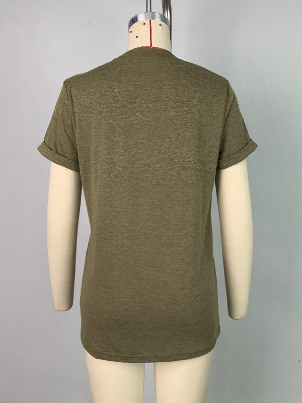 Short Sleeves Solid Color Round-Neck T-Shirts Tops