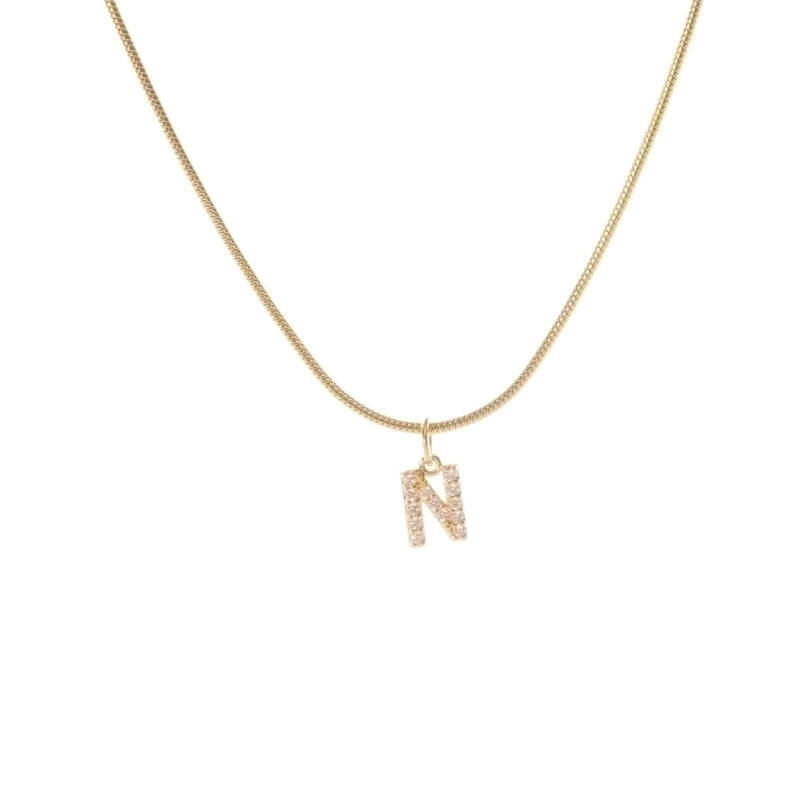 Fashion Letter Titanium Steel Plating Zircon Pendant Necklace
