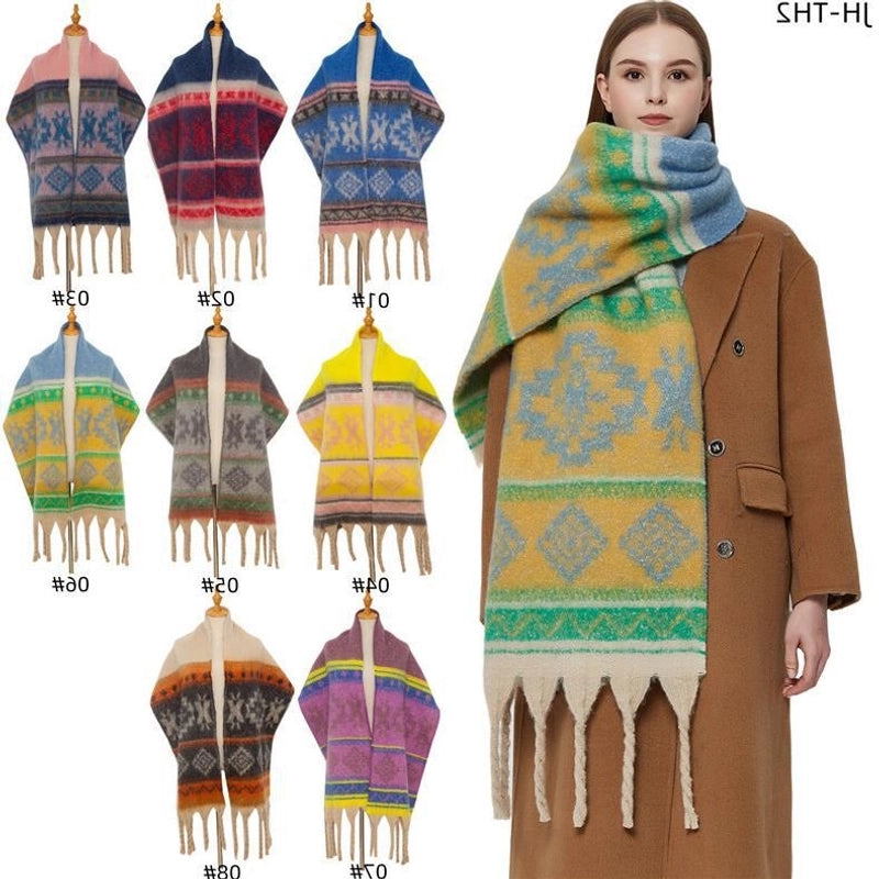 Women's Casual Printing Color Block Polyester Scarf