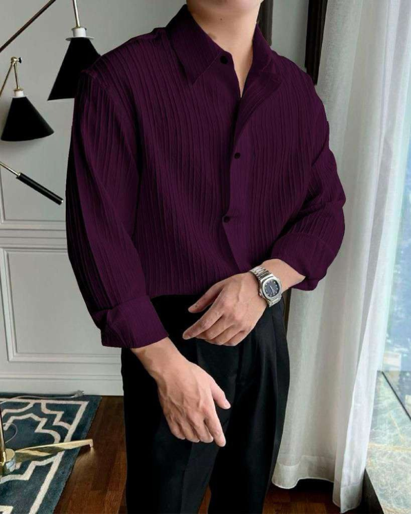 Classic Wine Textured Shirt