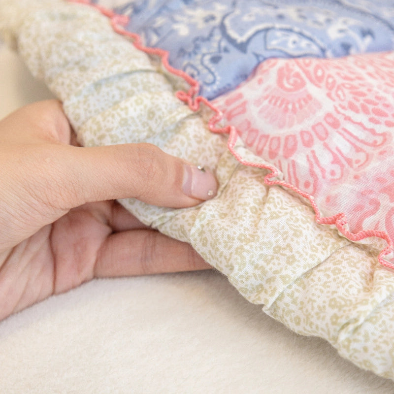 Cotton Flower Chair Cushion Pastoral Fabric Thickened Quilted Office Cushion Student Cushion Non-slip Machine Washable
