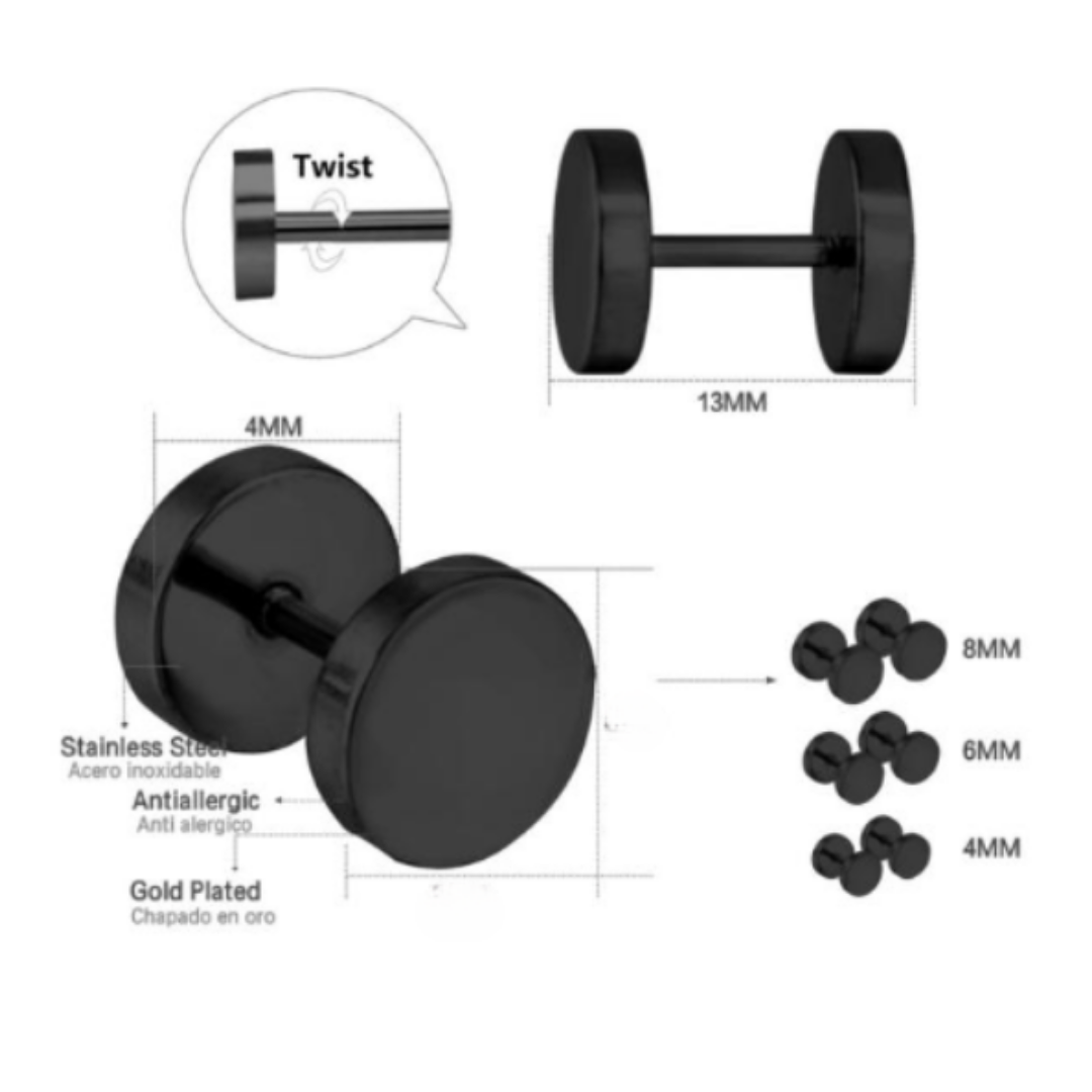 4mm Double studs - Black
