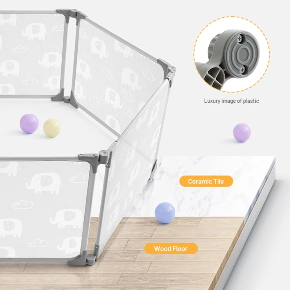 Foldable Lightweight Rainbow-Themed Playpen 鈥?6 Panels