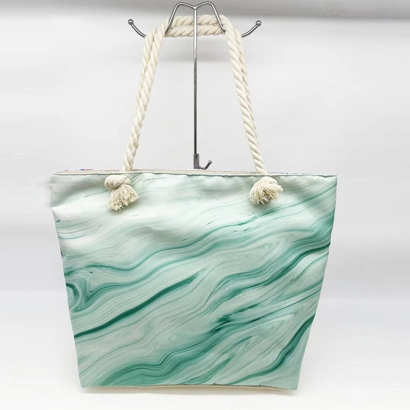 Women's Large Canvas Floral Elegant Streetwear Square Zipper Shoulder Bag
