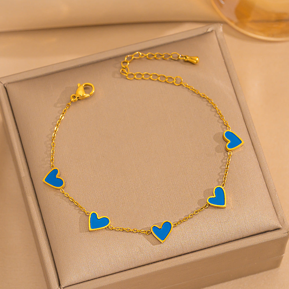 Hot Sale Fashion Simple Versatile Stainless Steel Plated 18K White Shell Heart Gold Bracelet