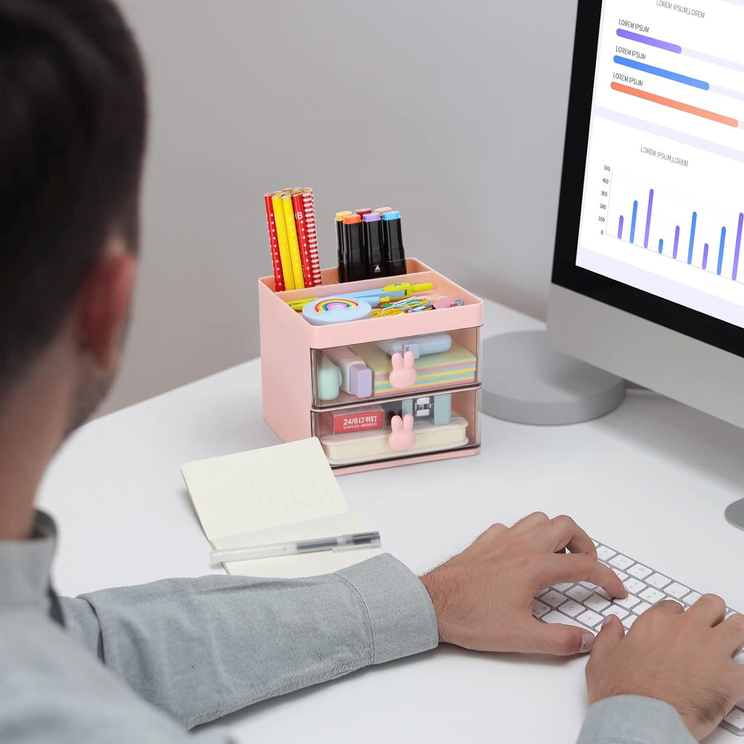 Small Desk Organizer With Drawer. Office Desktop Storage Box. Stationery/Makeup Organizer Storage Box