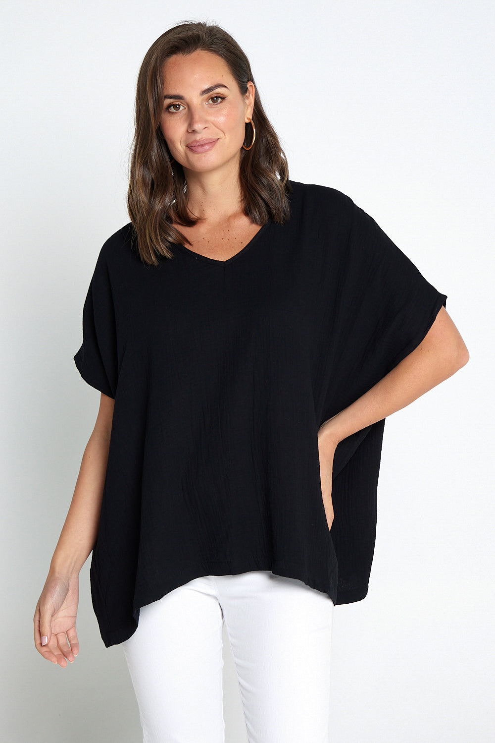 Fiji Cotton Muslin Top - Black