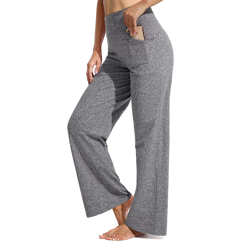 Women Wide Leg Yoga Pants High Waist Stretch Workout Sweatpants With Pockets Casual Straight Leg Pants