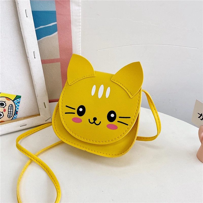 Women's Small Pu Leather Cat Cute Round Zipper Shoulder Bag Crossbody Bag