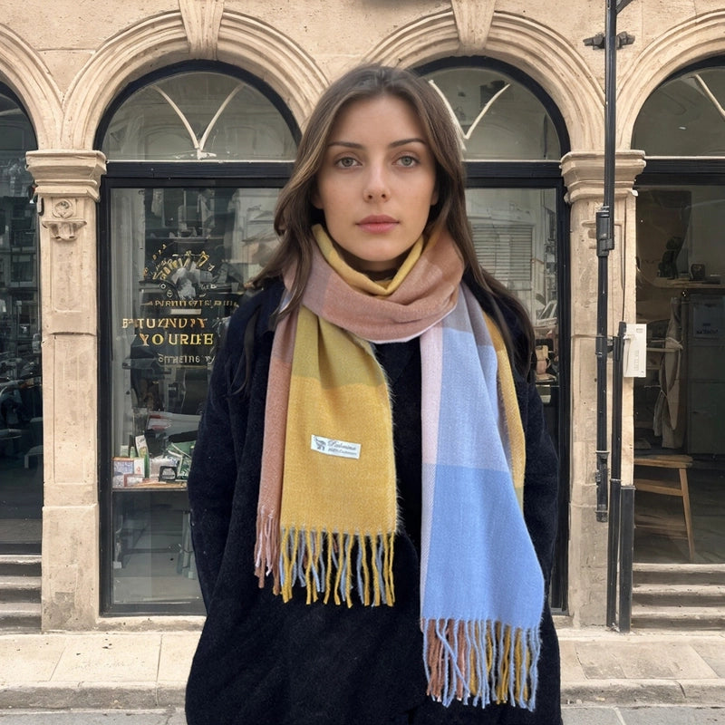 Women's Casual Minimalist Color Block Imitation Cashmere Tassel Scarf