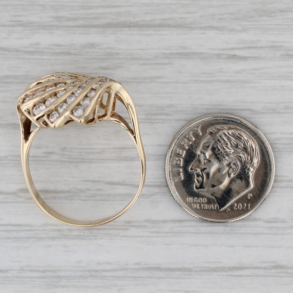 0.98ctw Diamond Fan Ring 14k Yellow Gold Size 8.5 Cocktail
