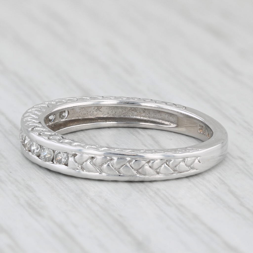 0.25ctw Diamond Wedding Band 14k White Gold Stackable Anniversary Band Size 7