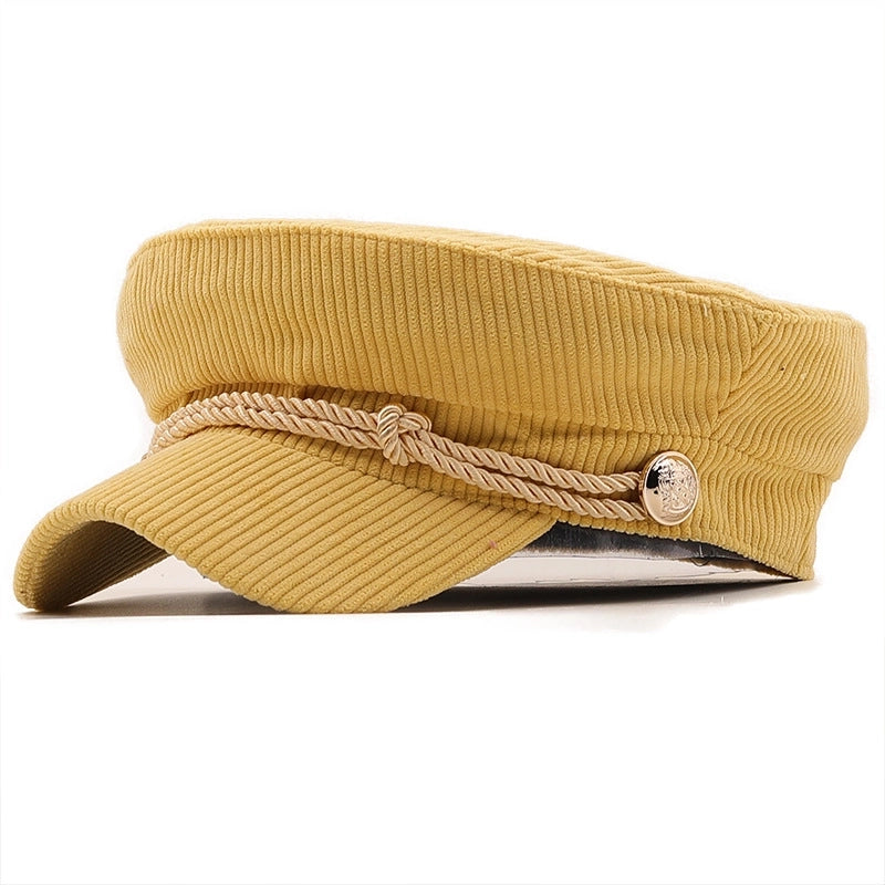 Autumn Solid Color Corduroy Octagonal Hat