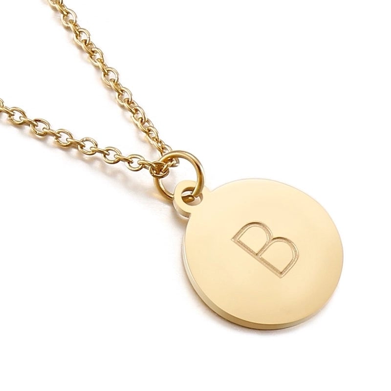 Titanium Steel 18K Gold Plated Minimalist Plating Letter Necklace