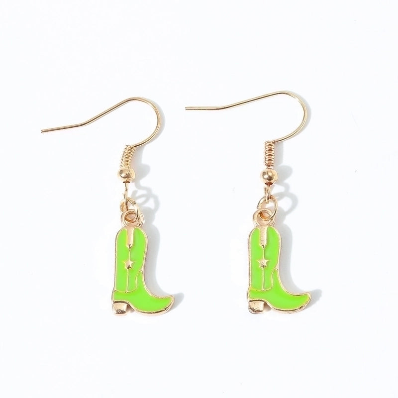 6 Pieces Fashion Style Earrings Western Cowboy Girl Oil Drop Boots Earrings High Heels   Earring