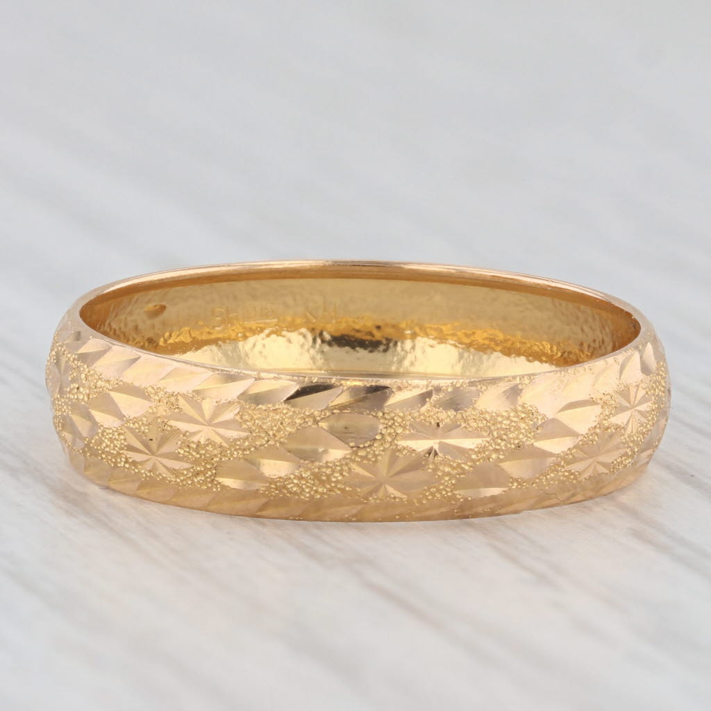Textured Pattern Wedding Band 22k Yellow Gold Size 10.25-10.5 Ring
