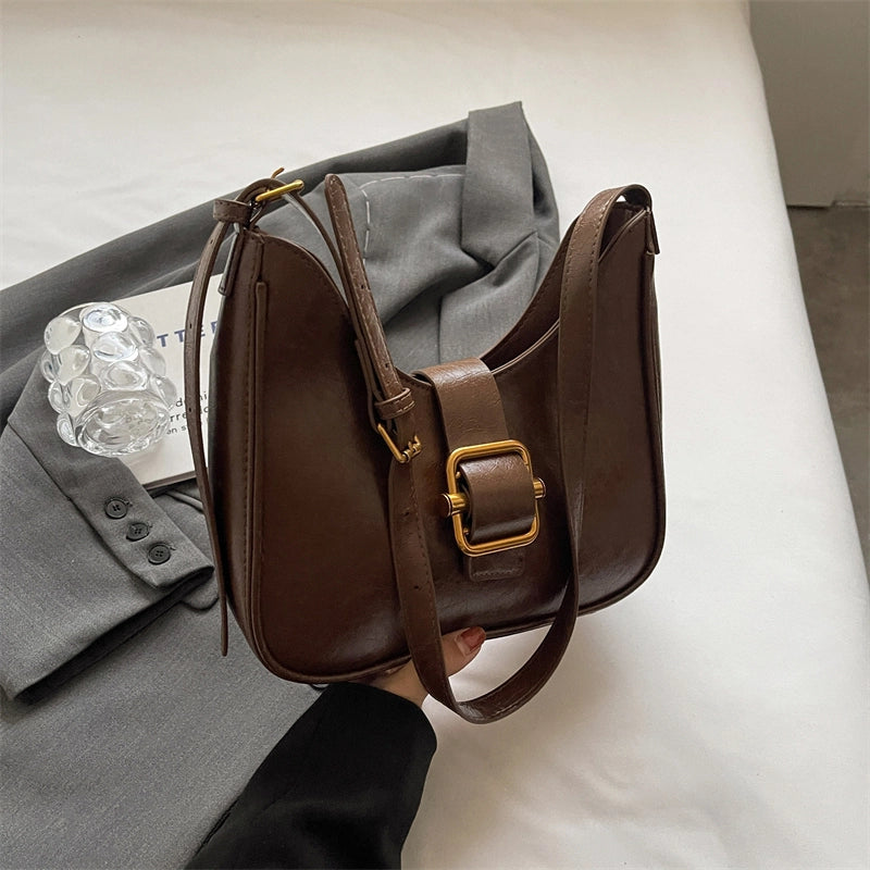 Autumn And Winter Texture Underarm Bag  New Fashion Retro Underarm Bag New Moon Bag Women's Cross-Body Bag