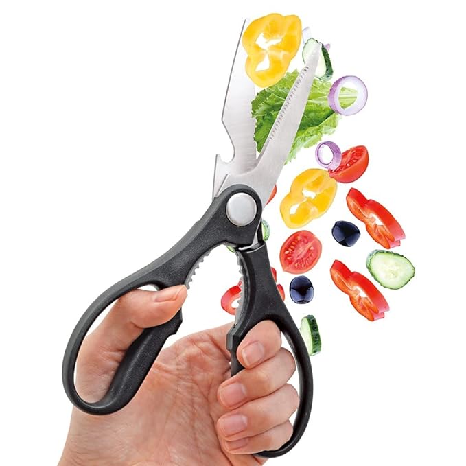 Multi-Purpose Kitchen Stainless Steel Kitchen Scissor with Protection Blade for Cutting Fish. Meat. Vegetables. Herbs. Bones. Nuts. & barbecue