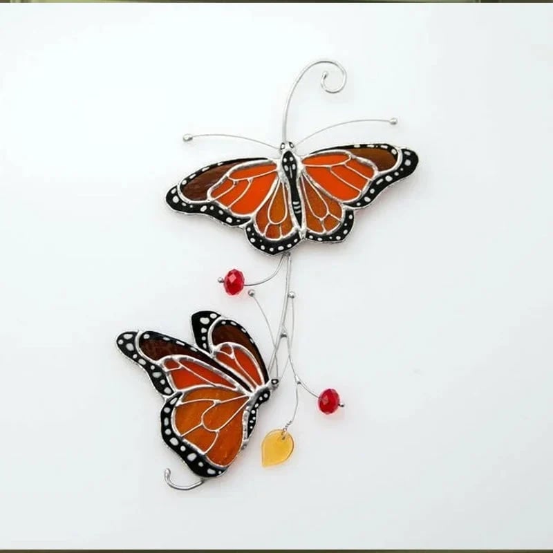 🔥🔥🔥Stained Monarch Butterfly Glass Window Decor