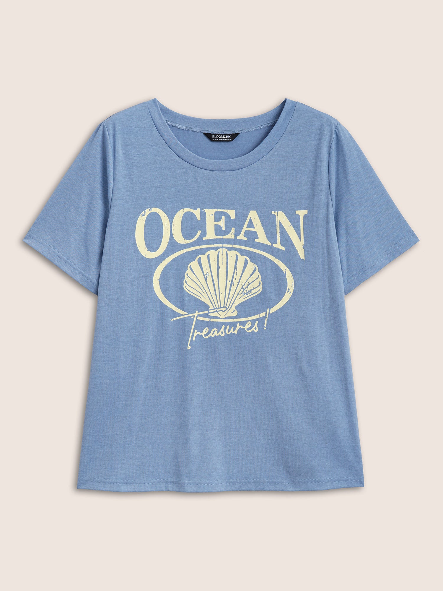 Round Neck Sea Shells Print T-shirt