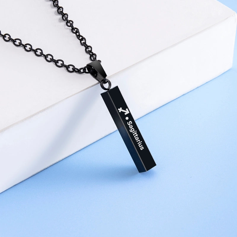 12 Constellation Stainless Steel Ing Pillar Necklace
