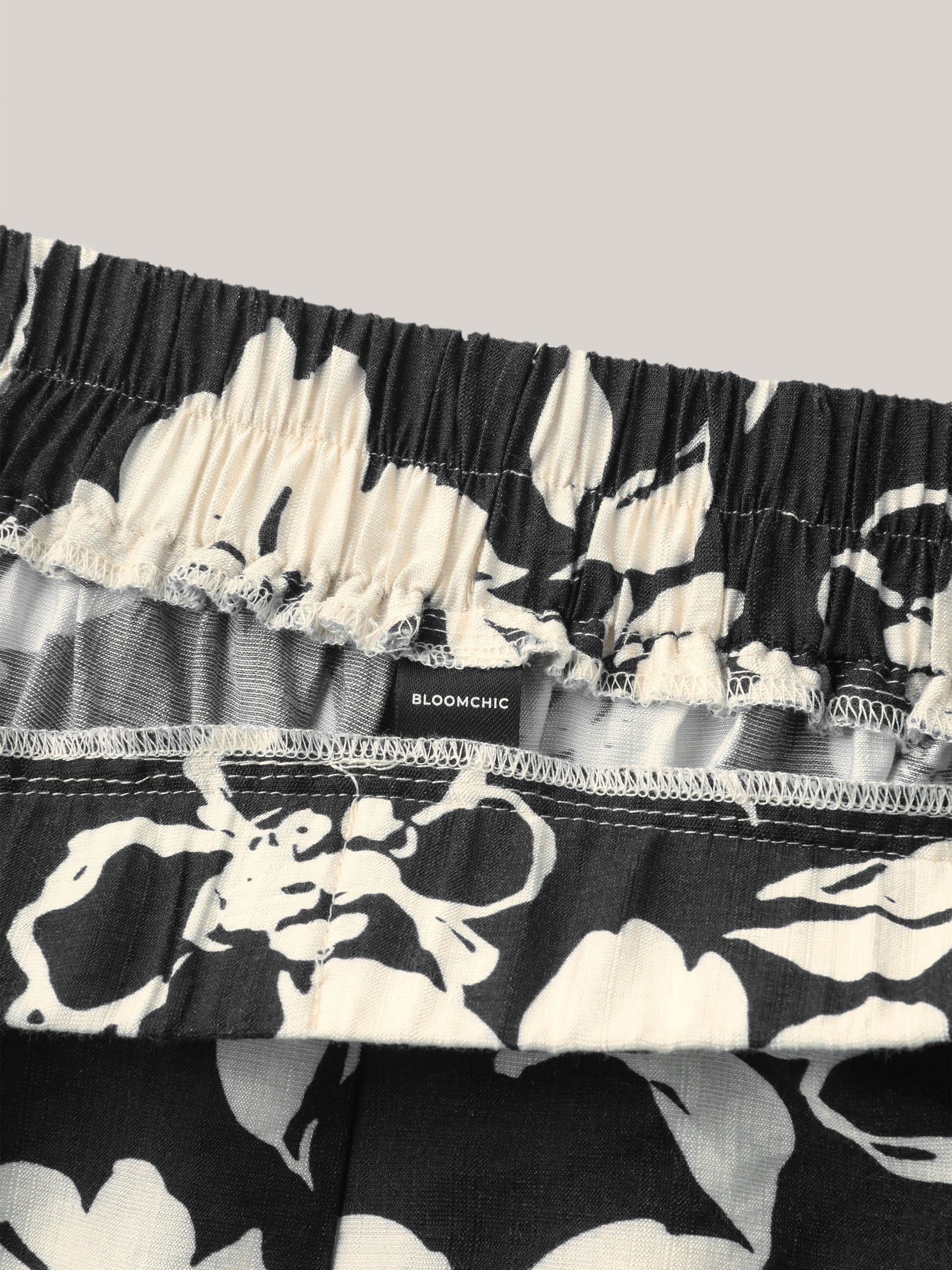 Floral Print Pull-On Wide-Leg Pants