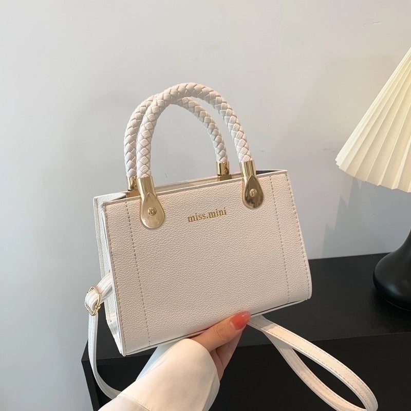 Women's Pu Leather Solid Color Elegant Square Zipper Handbag
