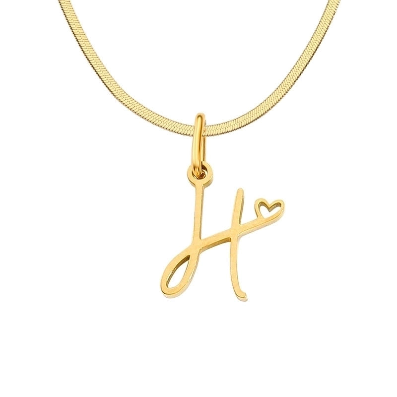 Stainless Steel Titanium Steel 14K Gold Plated Minimalist Plating Letter Heart Shape Pendant Necklace