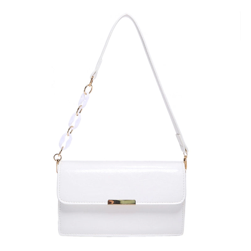 Women's Medium Pu Leather Color Block Solid Color Streetwear Square Flip Cover Underarm Bag