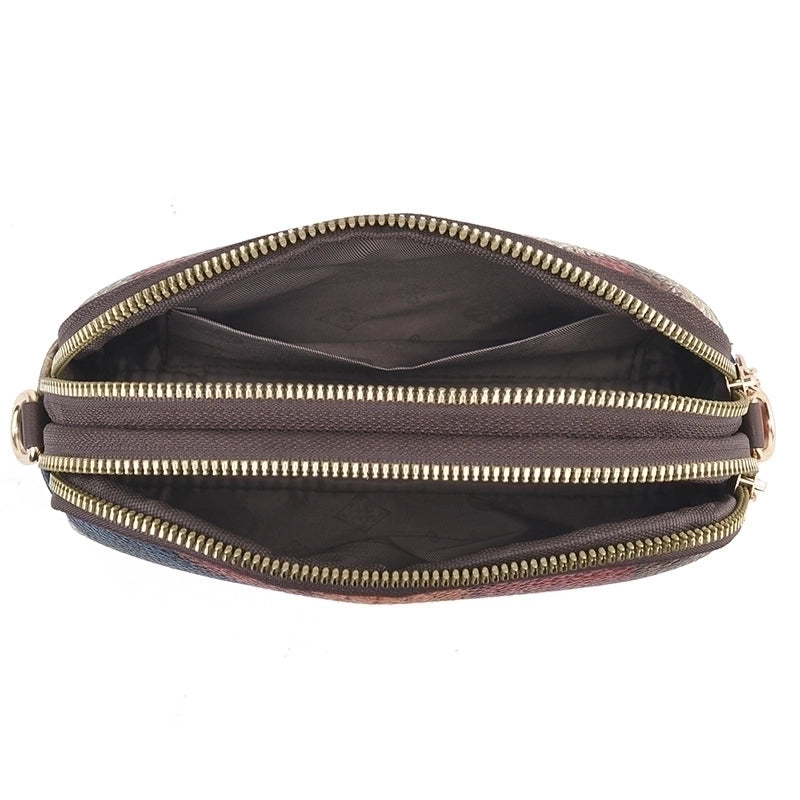Women's Small All Seasons Pu Leather Plaid Classic Style Square Zipper Shoulder Bag