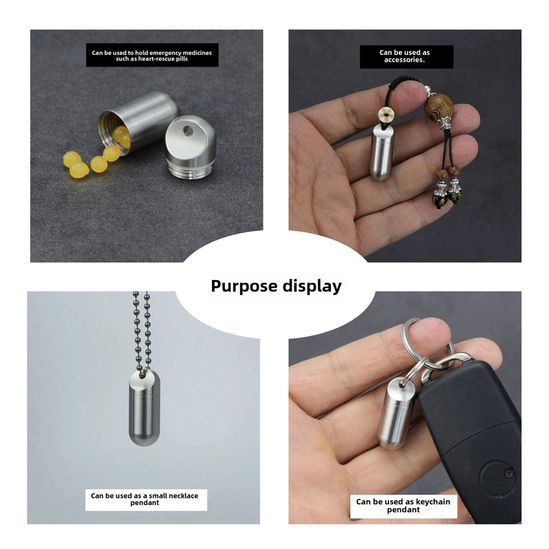 Titanium Alloy Portable Small Medicine Bottle Sealed Waterproof Warehouse Pill Bottle Outdoor Cartridge Capsule Medicine Box